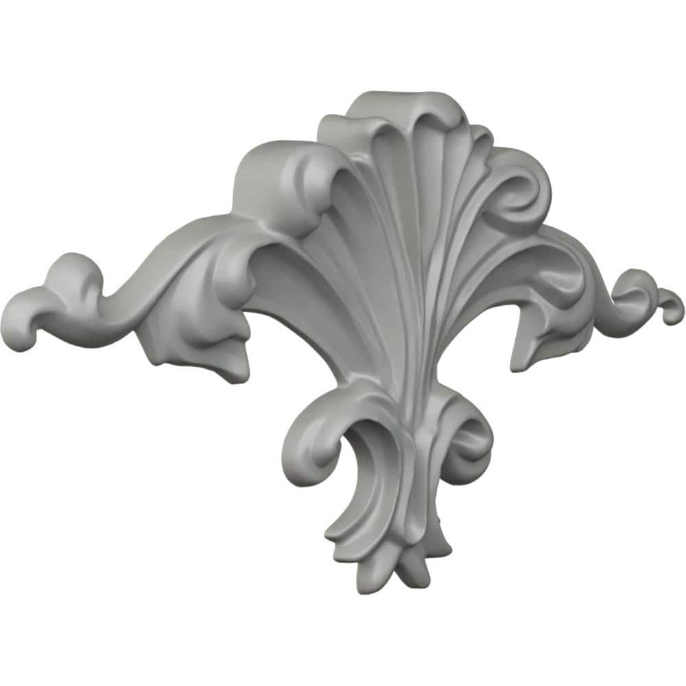 White Primed Polyurethane Scroll Onlay 7 1/8"W x 3 3/4"H