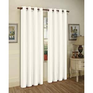 White Faux Silk 100% Polyester Solid 55 in. W x 84 in. L Grommet Sheer Curtain Window Panel (Set of 2)