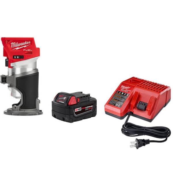 Milwaukee M18 FUEL 18V Lithium-Ion Brushless Cordless Compact Router with (1) 5.0Ah Battery & Charger