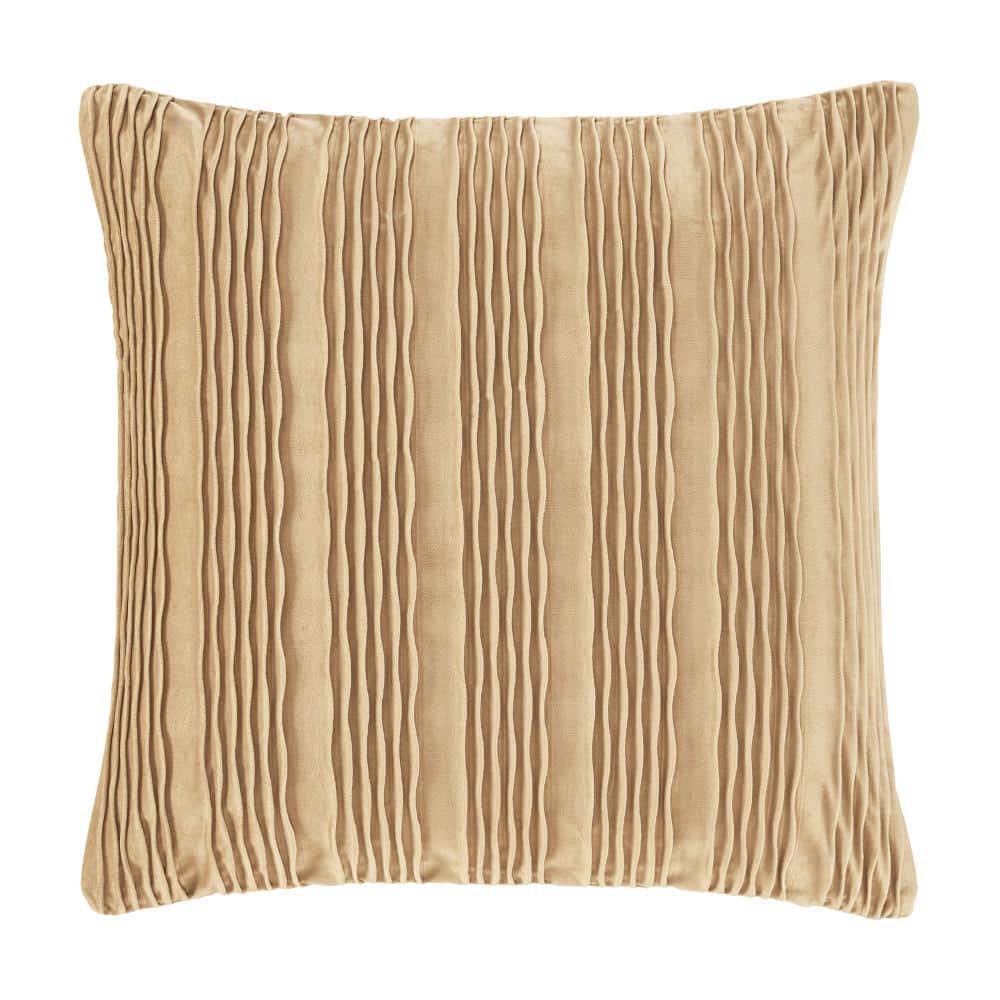 Toulhouse Wave Gold Polyester 20 in. Square Decorative Throw Pillow Cover 2