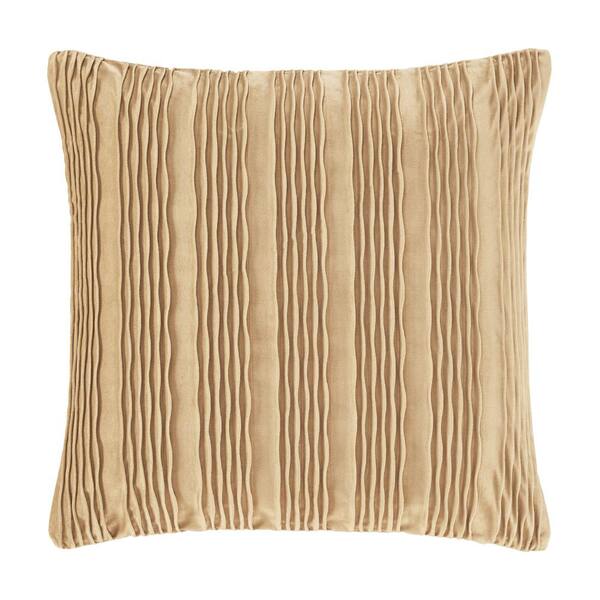 Unbranded Toulhouse Wave Gold Polyester 20 in. Square Decorative Throw Pillow Cover 20 x 20 in.