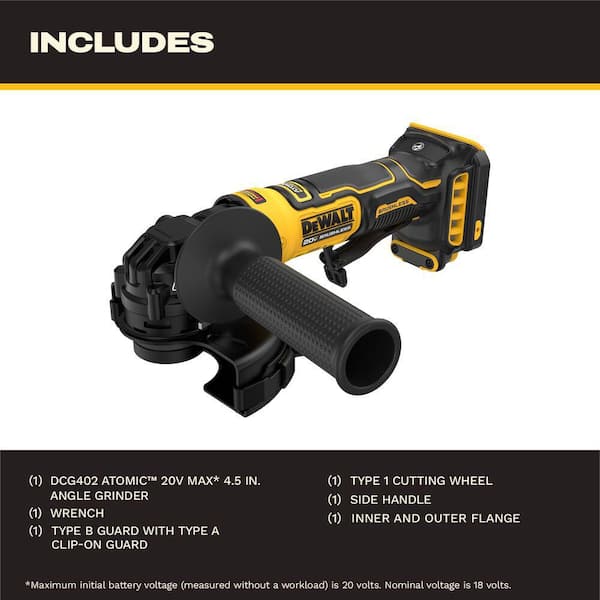 ATOMIC 20 V MAX Lithium-Ion Cordless 4-1/2 in. Angle Grinder with 20 V MAX XR Power Stack 3.5 Ah Battery and Charger