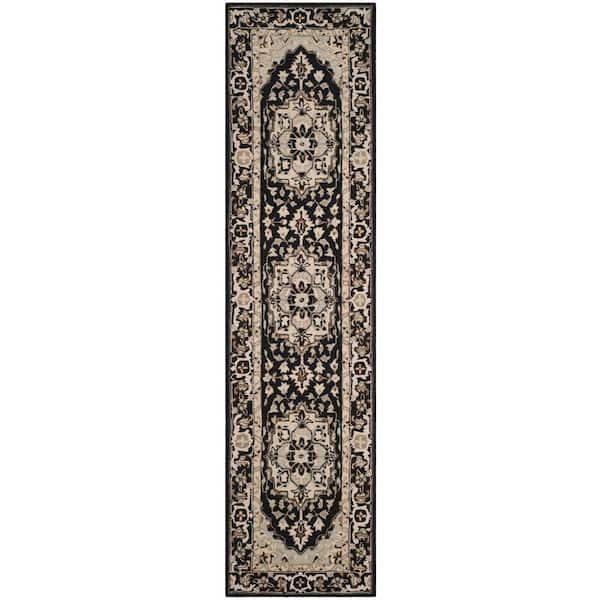 SAFAVIEH Chelsea Black/Natural 3 ft. x 10 ft. Border Runner Rug