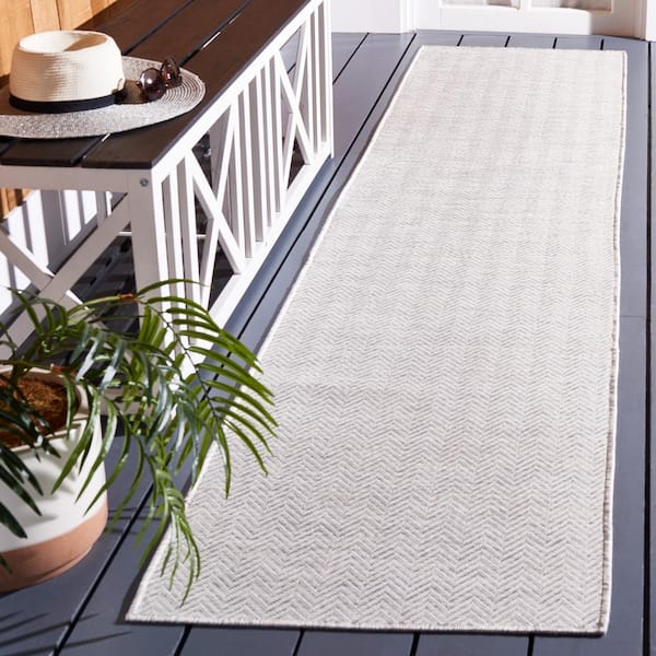 Hampton Ivory/Multi 2 ft. x 7 ft. Chevron Indoor/Outdoor Runner Rug