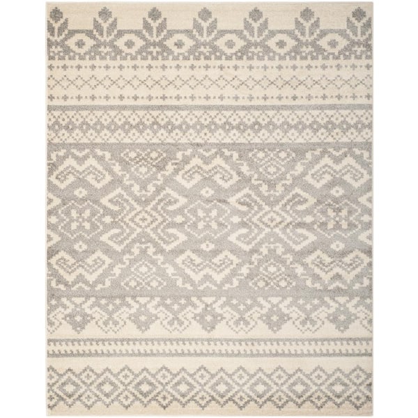 SAFAVIEH Adirondack Ivory/Silver 8 ft. x 10 ft. Geometric Diamond Area Rug