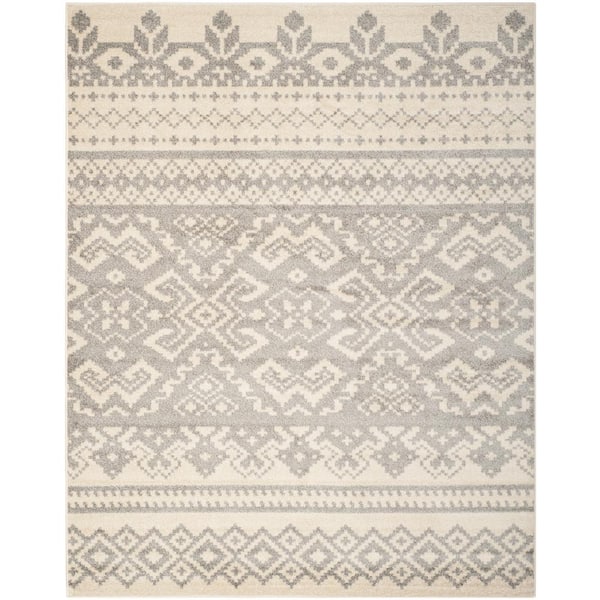 SAFAVIEH Adirondack Ivory/Silver 9 ft. x 12 ft. Geometric Diamond Area Rug