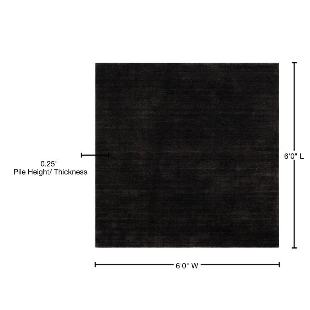Handmade Black Wool 6' x 6' Tufted Square Area Rug