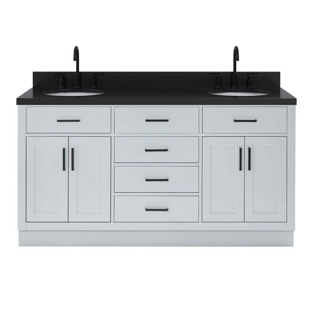 Hepburn 66 in. Double Sink Freestanding Bath Vanity in Gray with Carbon Black Quartz Top price history on PriceWatchPro