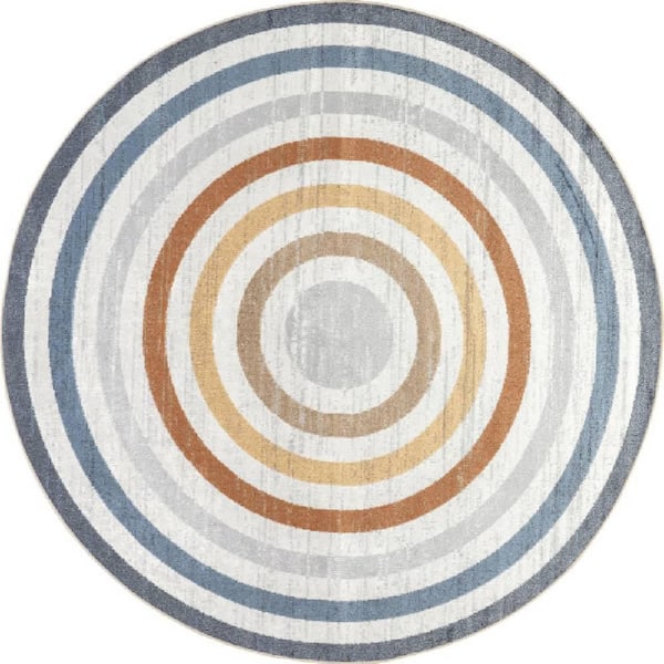 Lilac Striped Bordered Washable Multicolor 6 ft. Indoor Area Rug