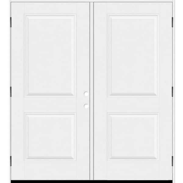 Regency 72 in. x 80 in. 2P Squaretop RHOS Unfinished White Fiberglass Double Prehung Front Door with 6-9/16 Jamb