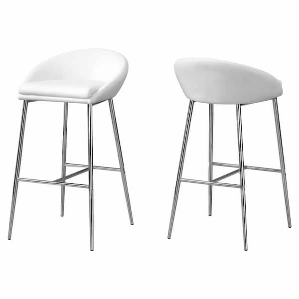 Unbranded White with Chrome Base Bar Stool (2-Piece)