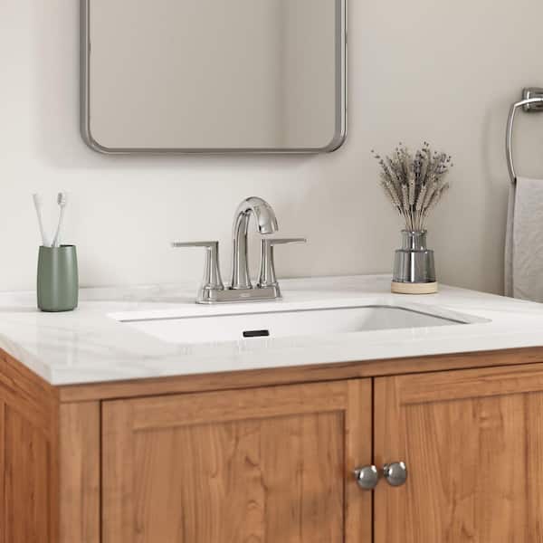 Becklow 4 in. Centerset Double Handle Bathroom Faucet with Drain Kit Included in Polished Chrome