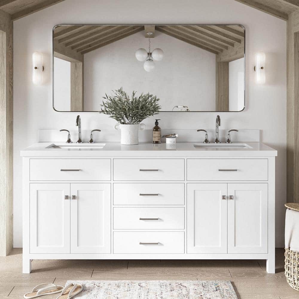 ARIEL Bristol 72 in. W x 22 in. D x 36 in. H Double Freestanding Bath ...