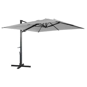 10x10 ft. 360°Rotation Square Cantilever Patio Umbrella with LED Light in Gray