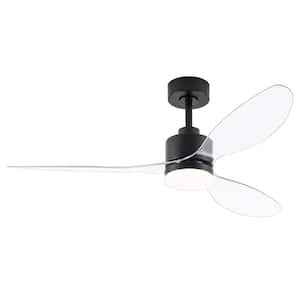 Menage 52 in. Indoor Integrated LED Clear-Blade Matte Black Ceiling Fan with Light Kit and Remote Control Included