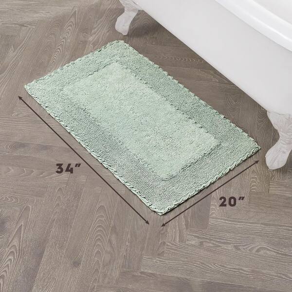 Laura Ashley Ruffle Cotton Border Sage Green 20 in. x 34 in. Bath