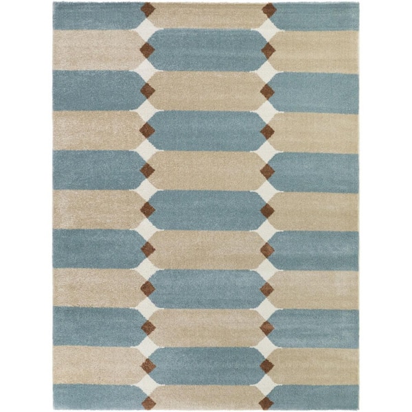Barlow Blue/Beige 5 ft. x 7 ft. Area Rug