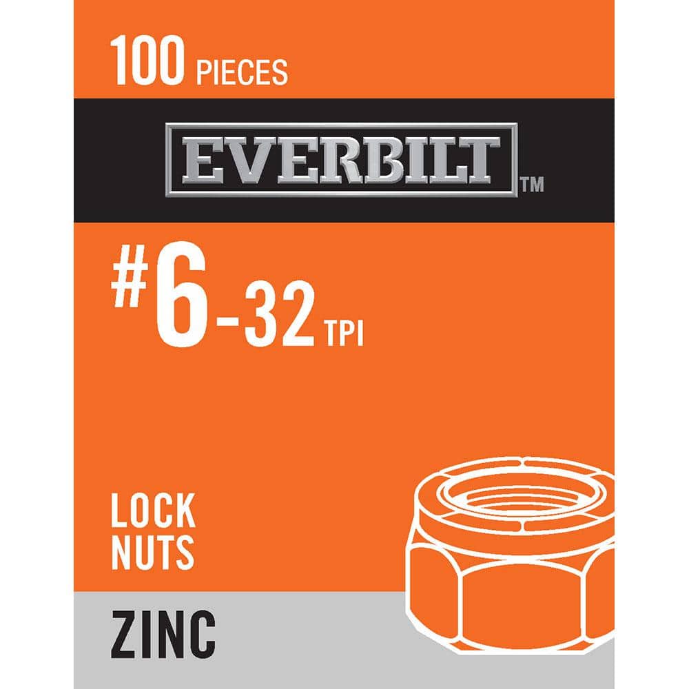 Everbilt #6-32 Zinc Plated Nylon Lock Nut (100-Pack) 800282 - The