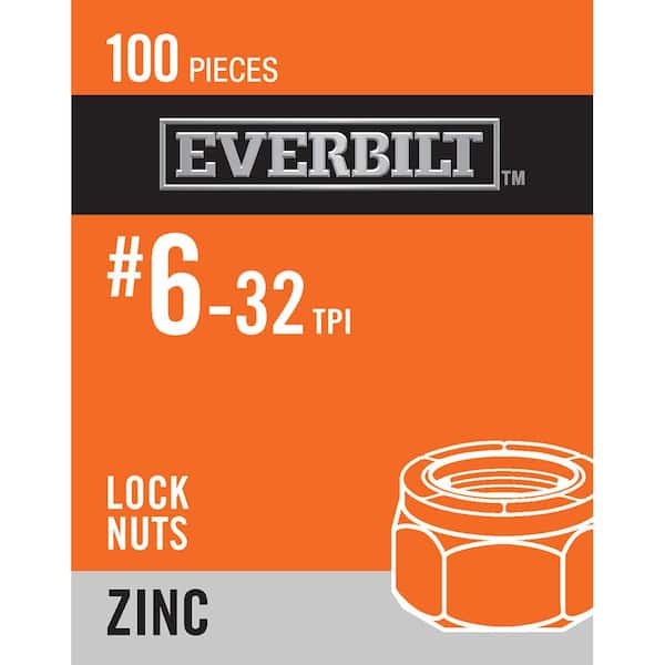 Everbilt #6-32 Zinc Plated Nylon Lock Nut (100-Pack)