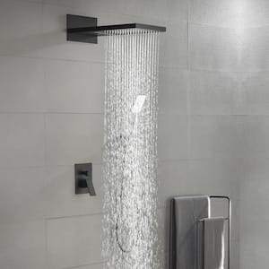 Luxury 3-Spray Patterns 22 in. Wall Mount Dual Shower Heads with 3-Setting Handshower Shower System in Matte Black