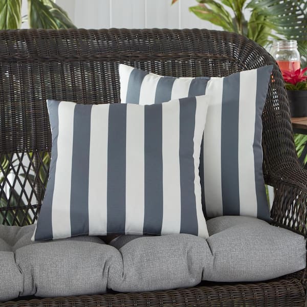 Greendale Home Fashions Canopy Stripe Gray Square Outdoor Throw