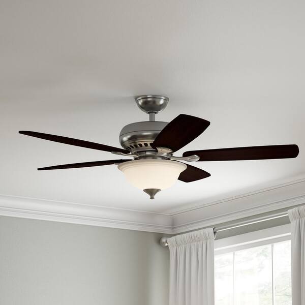 Hampton Bay Southwind 52 In Led Indoor Brushed Nickel Ceiling Fan With Light Kit And Remote Control 52379 The Home Depot
