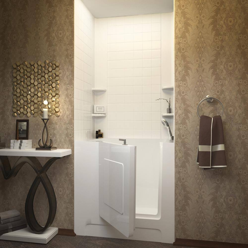 Catalina White Acrylic Walk-In Air Bathtub with Chrome Faucet