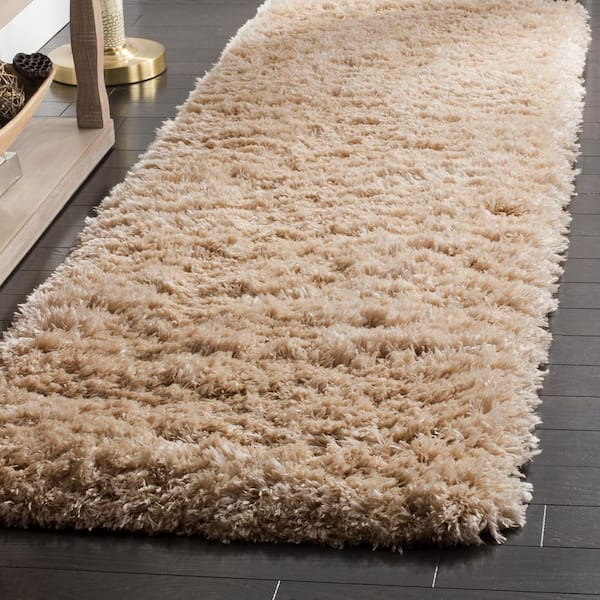 Polar Shag 2 ft. x 14 ft. Light Beige Solid Color Runner Rug