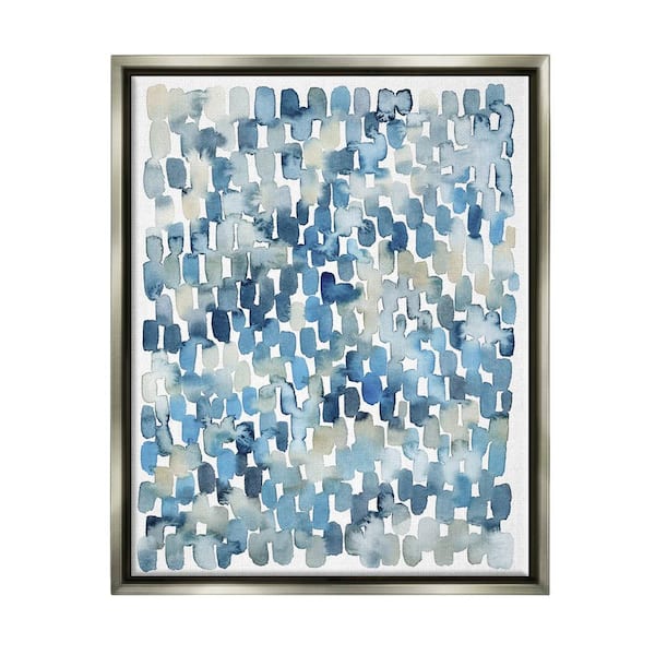 Coastal Tile Abstract Soft Blue Beige Shapes by Grace Popp Floater Frame Abstract Wall Art Print 25 in. x 31 in.