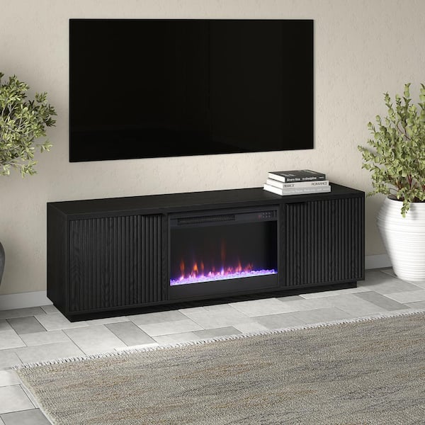 Meyer&Cross Mansfield 70 in. Black Grain TV Stand Fits TV's up to