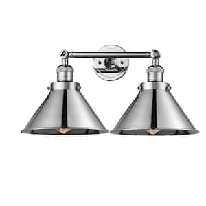 Briarcliff 19 in. 2-Light Polished Chrome Vanity Light with Polished Chrome Metal Shade
