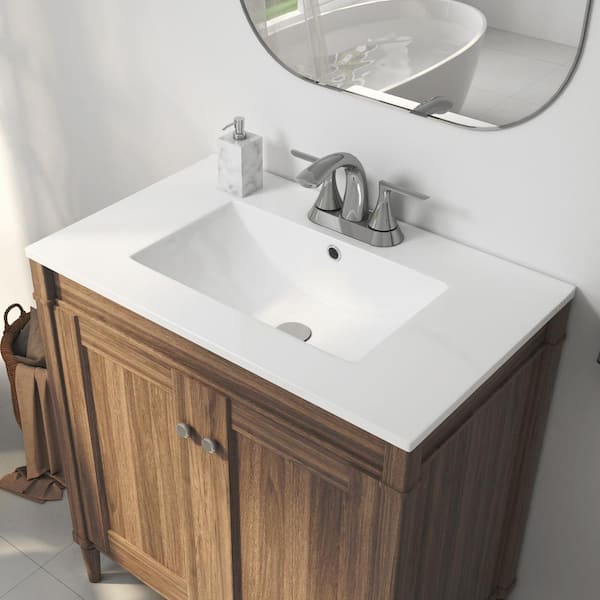 Eridanus Tucson 30 in. W x 18 in. D x 7 in. H Vitreous China Single Sink Vanity Top in White with 3 Faucet Hole (4 in. centerset)