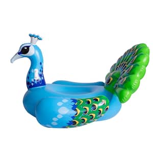 400 lbs. Capacity Blue, Green and Yellow Raft Giant Peacock Pool Float