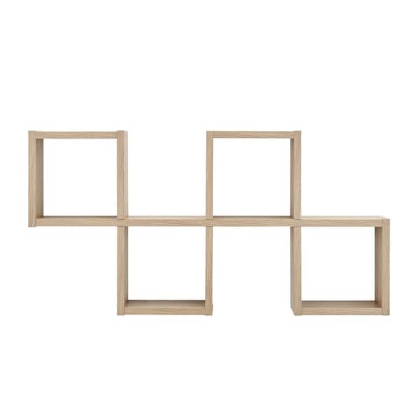 DANYA B 15.25 in. Chessboard Cubby Wall Shelf Horizontal or Vertical Chestnut