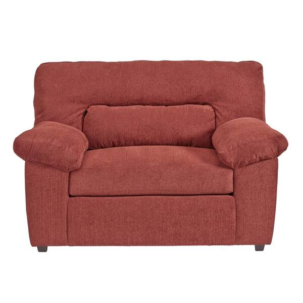 Progressive Furniture Duke Red Chenille Upholstered Chair and a Half