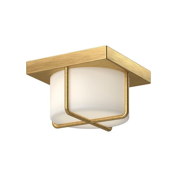 KUZCO Regalo 7 in. 1 Light 13-Watt Brushed Gold/Opal Glass Integrated LED Flush Mount