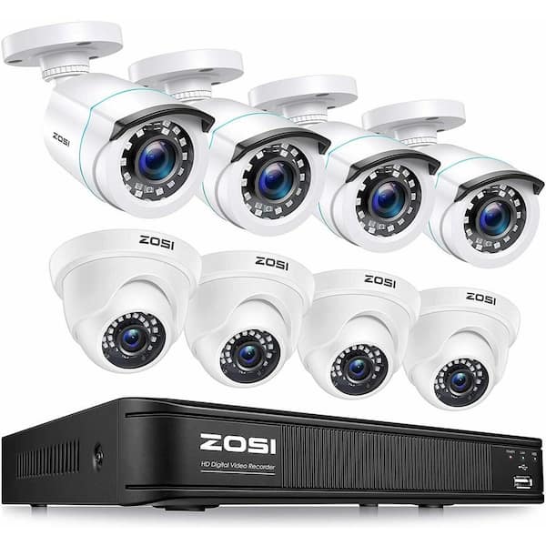 8 Channel H.265+ 5MP-Lite DVR Outdoor Security Camera System with 4-Wired 1080P Dome Cameras + 4 Wired Bullet Cameras