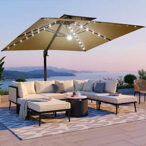 cfi patio umbrellas PHI VILLA 10ft Outdoor Automatic Hydraulic Cantilever Parasols Umbrella 9X12ft / With Weights / Gray The oversized commercial grade canopy is crafted from high performance durable weather and fade resistant Sunbrella fabric CLOUDFLY 9 ft. x 11