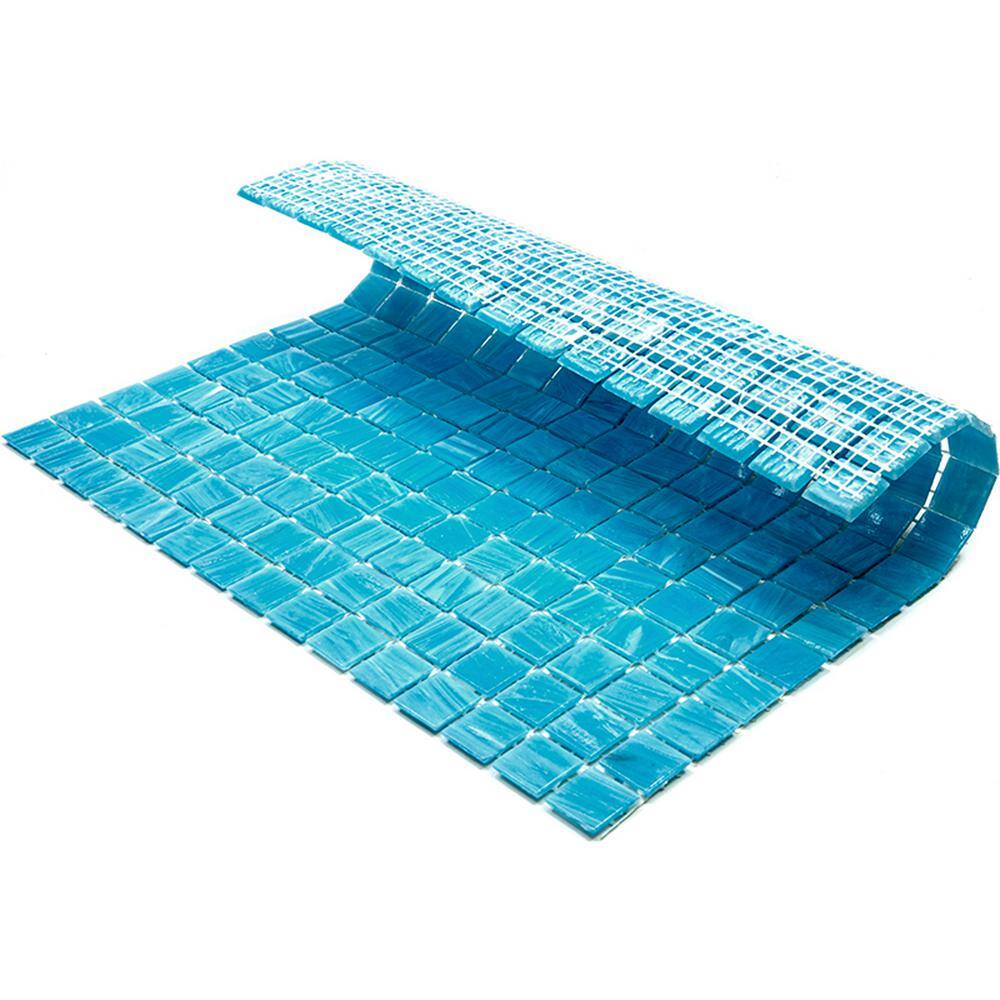 Sky Blue 12" x 12" Glossy Glass Mosaic Tile