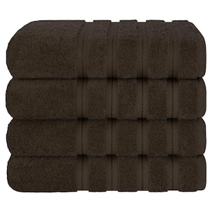 Bath Towel Set, 4-Piece 100% Turkish Cotton Bath Towels, 27 x 54 in. Super Soft Towels for Bathroom, Brown