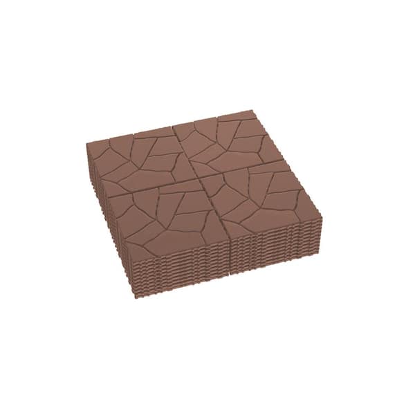 FIROMO 12 in. x 12 in. Plastic Brown color interlocking deck tiles, Outdoor Patio/pool/Backyard All-Weather Floor(44-Pack)