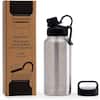 GRANDTIES 24 oz. Midnight Black Travel Water Bottle - Wide Mouth Vacuum  Insulated Water Bottle with 2-Style Lids GT001210701 - The Home Depot
