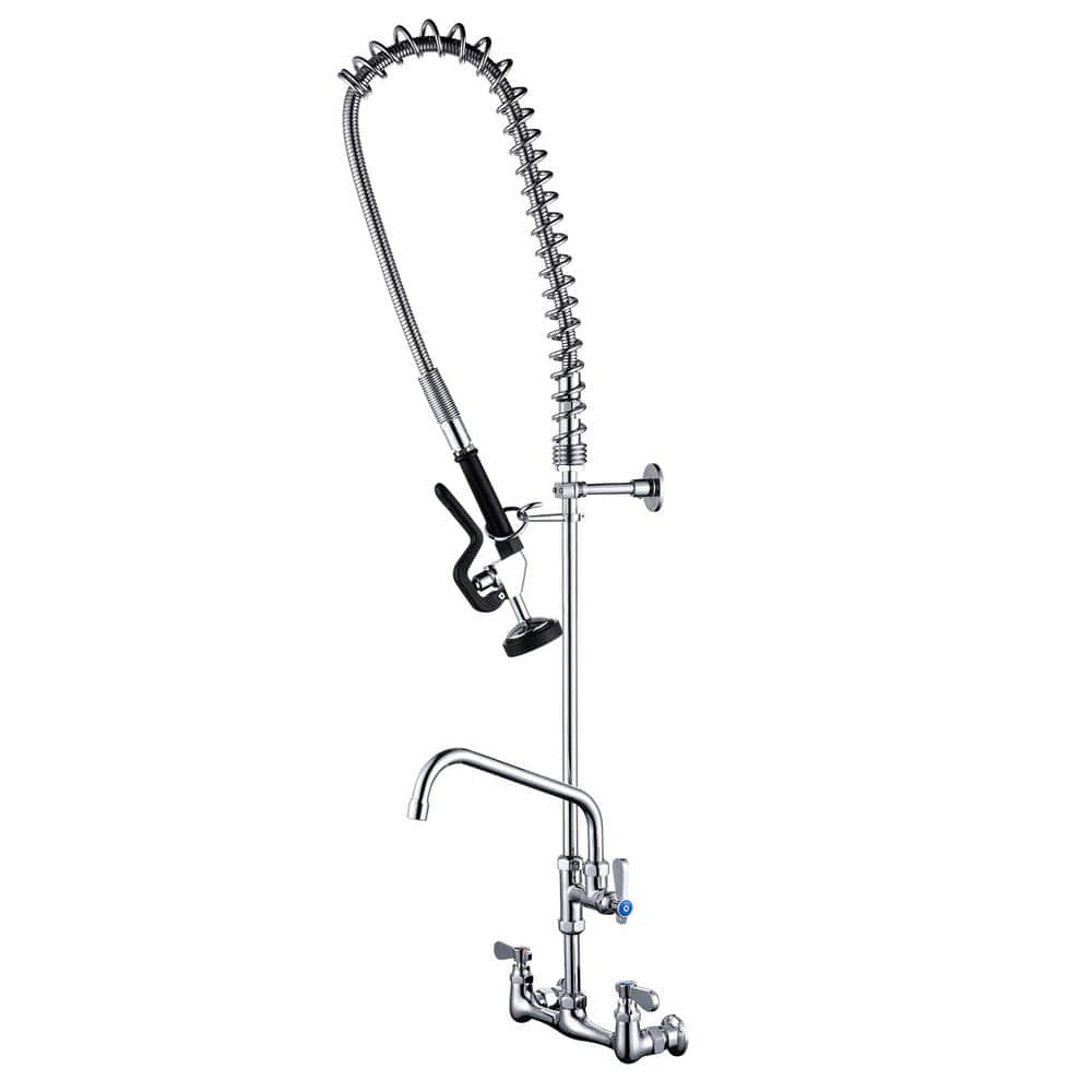 43 in. H Commercial Wall Mount Triple Handle Pull Down Sprayer Kitchen Faucet with Pre-Rinse Sprayer in Polished Chrome price history on PriceWatchPro