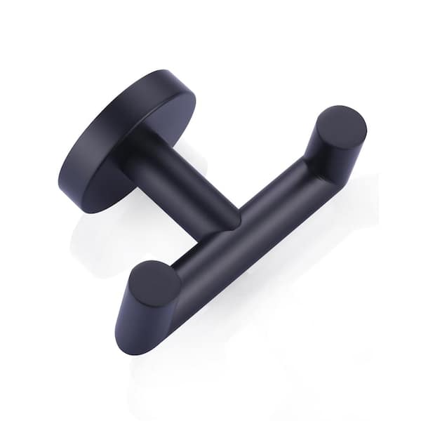 WOWOW Matte Black J-Hook Double Robe/Towel Hook in Stainless Steel
