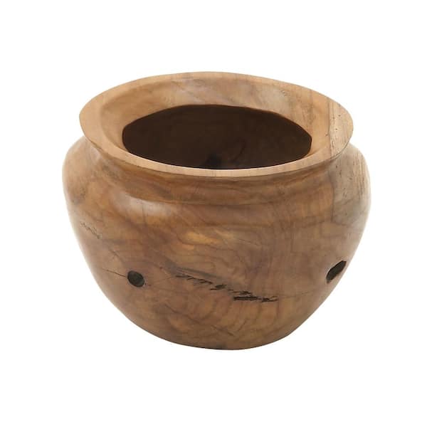 Litton Lane Brown Handmade Teak Wood Live Edge Free Form Decorative Bowl