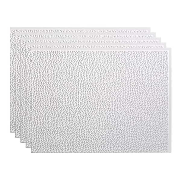 Fasade Hammered 18.25 in. x 24.25 in. Vinyl Backsplash Panel in Gloss White (5-Pack)