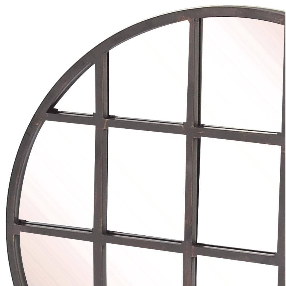 36" Round Bronze and Wood Accent Mirror
