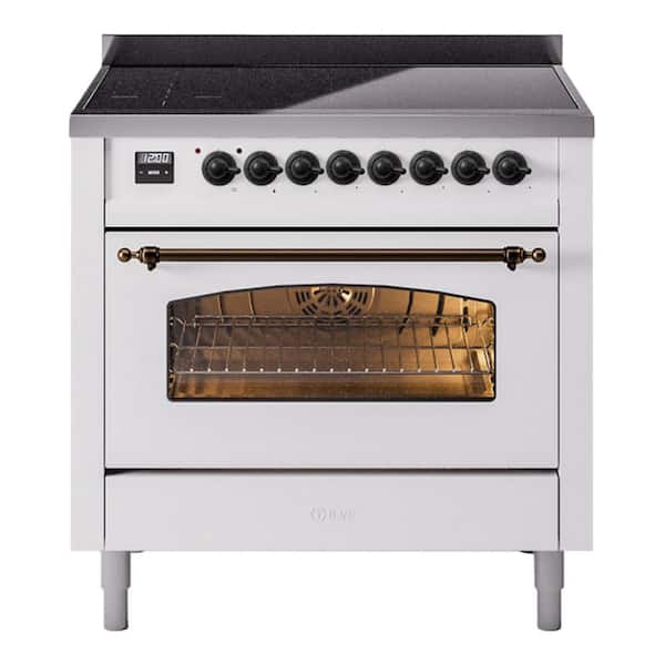 Nostalgie II 36 in. Induction Range with 6-Elements, Burnished Trim in White