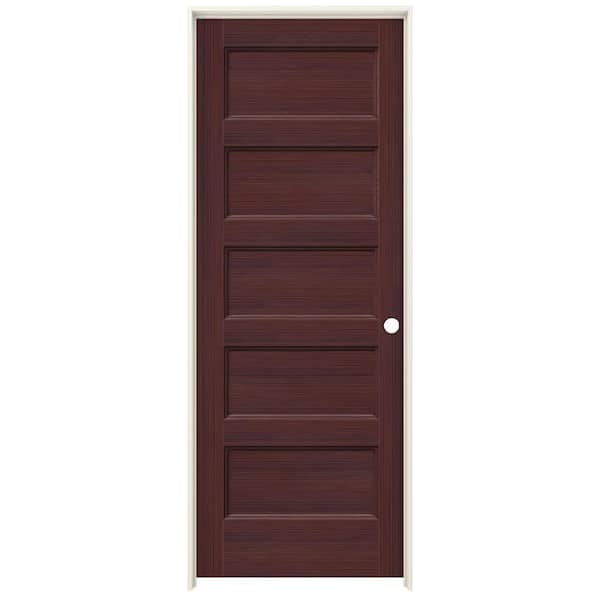 JELD-WEN 30 in. x 80 in. Conmore Black Cherry Stain Smooth Hollow Core Molded Composite Single Prehung Interior Door