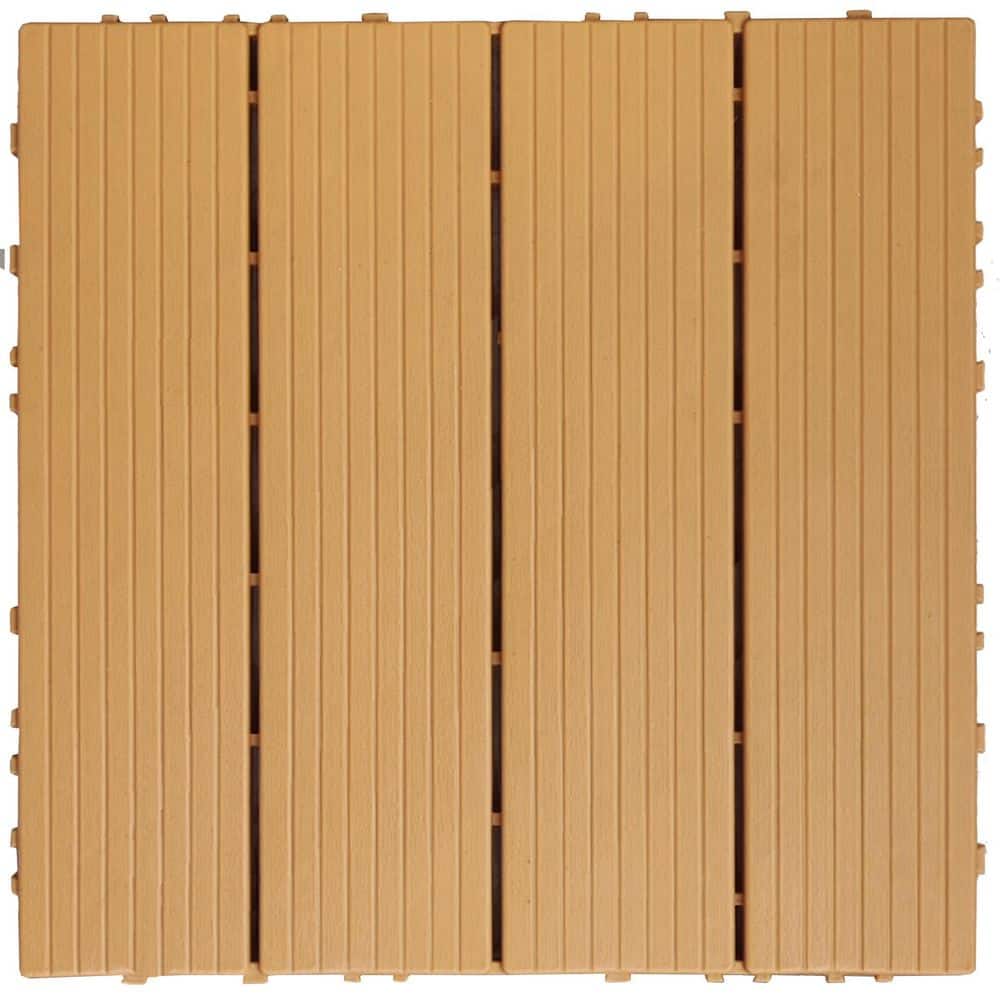 11.8 in. x 11.8 in. Square Plastic Composite Deck Tiles Floor Tile for Patios, Balconies, Decks,Wood Color (35-Pack) price history on PriceWatchPro